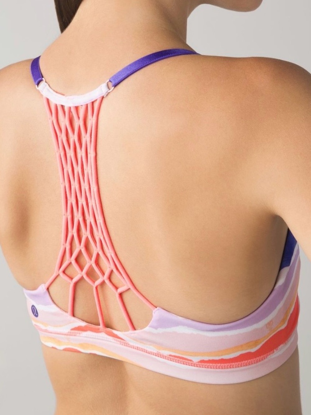 Lululemon Macrame “True Self” Strappy Yoga Racerback Bra Bleacher White Iris 8